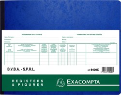 REGISTER PIQURE AANDEELHOUDER BVBA/ SPRL 320X240MM 80VEL GROEN