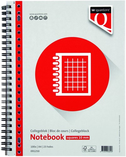 COLLEGEBLOK QUANTORE A4 RUIT 10MM 23-GAATS 200 PAGINA'S 70GR