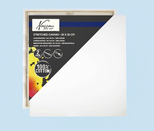 CANVAS NASSAU FINE ART 20X20CM 100% KATOEN 2 STUKS