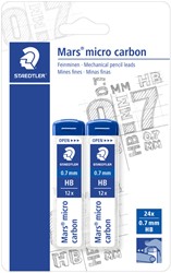 POTLOODSTIFT STAEDTLER MARS CARBON MICRO 0.7MM HB BLISTER 2 STUKS