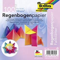 VOUWBLAADJES FOLIA 100GR 15X15CM 100 VEL REGENBOOG