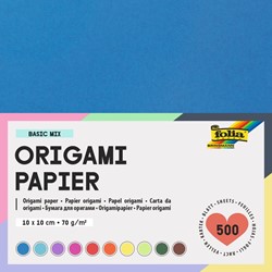ORIGAMI PAPIER FOLIA 70GR 10X10CM 500 VEL ASSORTI KLEUREN