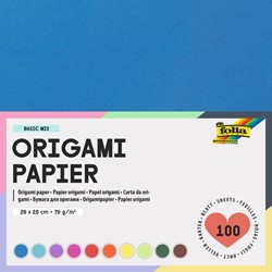 ORIGAMI PAPIER FOLIA 70GR 20X20CM 100 VEL ASSORTI KLEUREN