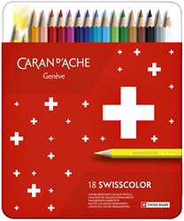 KLEURPOTLODEN CARAN D'ACHE SWISSCOLOR 18 STUKS ASSORTI