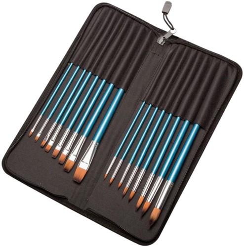 KWASTEN SET CONDA SYNTHETISCH 16 STUKS IN ETUI