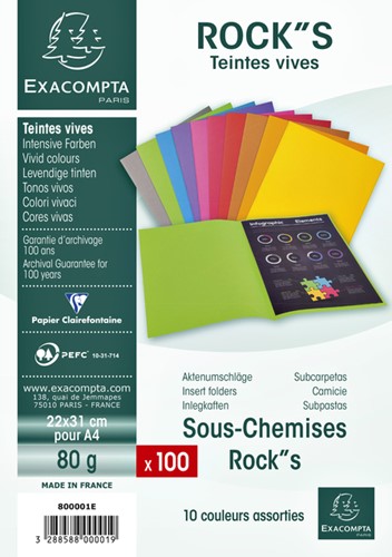 VOUWMAP EXACOMPTA ROCK'S A4 80G ASSORTI 100 STUKS-3