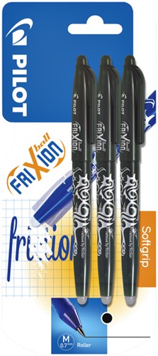 ROLLERPEN PILOT FRIXION MEDIUM ZWART BLISTER À 3 STUKS