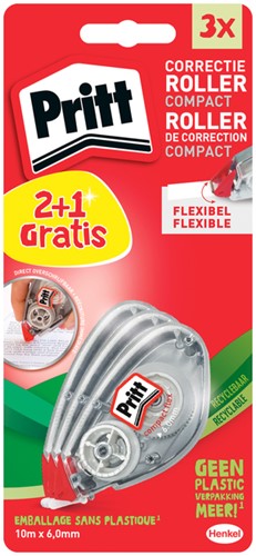 CORRECTIETAPE PRITT COMPACT FLEX 6MM X 10M BLISTER 2+1 GRATIS