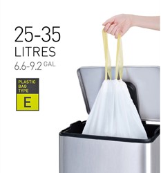 AFVALZAK EKO MDPE TYPE E MET TREKBAND 55X70CM 25-35L WIT ROL À 12 STUKS