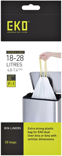 AFVALZAK EKO MDPE TYPE F1 MET TREKBAND 49X68CM 18-28L WIT ROL À 20 STUKS-2