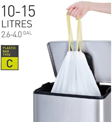 AFVALZAK EKO MDPE TYPE C MET TREKBAND 45X50CM 10-15L WIT ROL À 20 STUKS