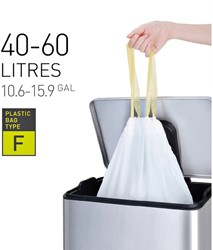 AFVALZAK EKO MDPE TYPE F MET TREKBAND 64X75CM 40-60L WIT ROL À 12 STUKS