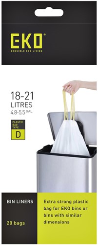 AFVALZAK EKO MDPE TYPE D MET TREKBAND 55X55CM 18-21L WIT ROL À 20 STUKS-2