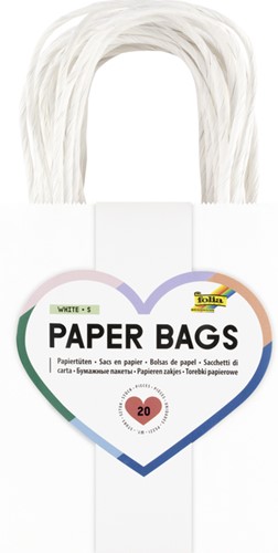TAS MET HANDVAT FOLIA KRAFTPAPIER 110GR 12X15X5.5CM 20 STUKS WIT
