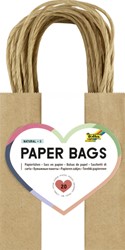 TAS MET HANDVAT FOLIA KRAFTPAPIER 125GR 12X15X5.5CM 20 STUKS NATUREL