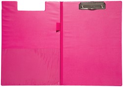 KLEMBORDMAP MAUL A4 STAAND MET PENLUS PVC NEON ROZE