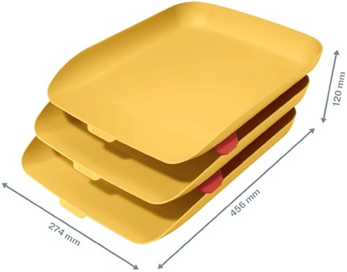 BRIEVENBAK LEITZ COSY SET VAN 3 A4 WARM GEEL-2