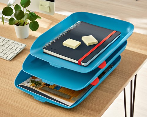 BRIEVENBAK LEITZ COSY SET VAN 3 A4 SEREEN BLAUW-3
