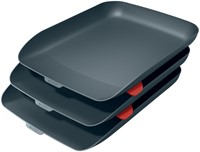BRIEVENBAK LEITZ COSY SET VAN 3 A4 FLUWEEL GRIJS