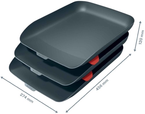 BRIEVENBAK LEITZ COSY SET VAN 3 A4 FLUWEEL GRIJS-2