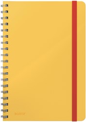 NOTITIEBOEK LEITZ COSY B5 160BLZ 100GR SPIRAAL LIJN GEEL