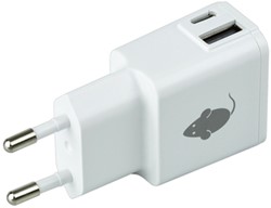 OPLADER GREEN MOUSE USB-C 1X EN USB-A 1X 2.4A WIT