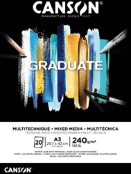 MIXED MEDIAPAPIER CANSON GRADUATE MIXED MEDIA 20VEL 240GR A3 ZWART
