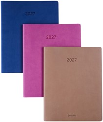 AGENDA 2027 BREPOLS TIMING COLORA 7DAGEN/2PAG TAUPE, ROZE, DONKERBLAUW