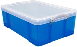 OPBERGBOX REALLY USEFUL 50 LITER 710X440X230MM TRANSPARANT BLAUW