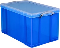OPBERGBOX REALLY USEFUL 84 LITER 710X440X380MM TRANSPARANT BLAUW