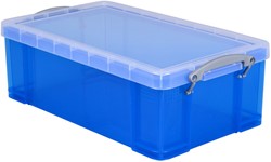 OPBERGBOX REALLY USEFUL 12 LITER 465X270X150MM TRANSPARANT BLAUW