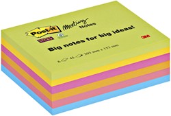 MEMOBLOK POST-IT 8645 SUPER STICKY 203X153MM ASSORTI 6 STUKS