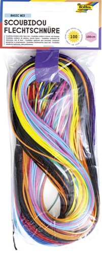 SCOUBIDOO TOUWTJES FOLIA 100CM 100 STUKS ASSORTI KLEUREN