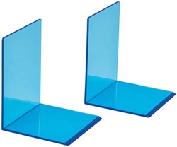 BOEKENSTEUN MAUL 10X10X13CM ACRYL SET 2 NEON BLAUW TRANSPARANT