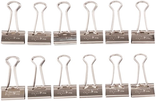 PAPIERKLEM MAUL 215 FOLDBACK 19MM CAPACITEIT 7MM ZILVER 12 STUKS-2