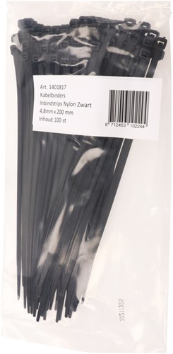 KABELBINDERS IEZZY NYLON 4.8X200MM D 49.5MM ZWART 100 STUKS-2