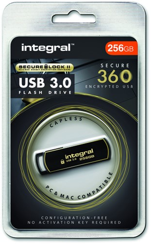 USB STICK 3.0 INTEGRAL SECURE 360 USB-A 256GB ZWART-2