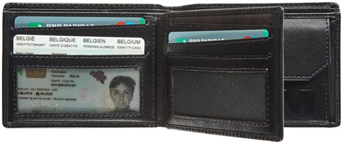 PORTEMONEE MAVERICK ALL BLACK MET KLEINGELDVAK RFID LEER ZWART-2