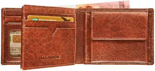 PORTEMONEE MAVERICK ROUGH GEAR MET KLEINGELDVAK RFID LEER COGNAC-2
