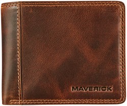 PORTEMONEE MAVERICK THE ORIGINAL COMPACT KLEINGELDVAK RFID LEER BRUIN
