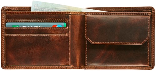 PORTEMONEE MAVERICK THE ORIGINAL COMPACT KLEINGELDVAK RFID LEER BRUIN-2