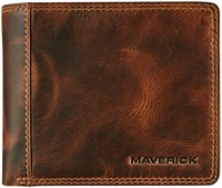 PORTEMONEE MAVERICK THE ORIGINAL MET KLEINGELDVAK RFID LEER BRUIN