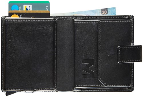 KAARTHOUDER MAVERICK ALL BLACK COMPACT RFID LEER ZWART-2