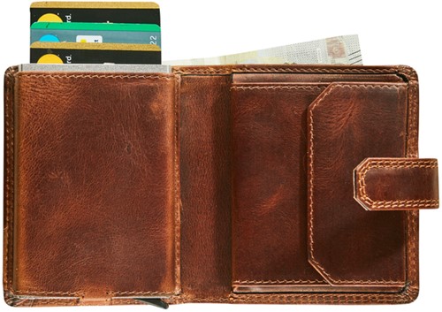 KAARTHOUDER MAVERICK THE ORIGINAL COMPACT RFID LEER BRUIN-2