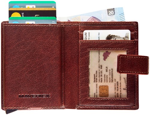 KAARTHOUDER MAVERICK ROUGH GEAR SUPER COMPACT RFID LEER BRUIN-2