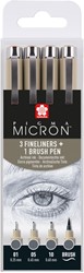 FINELINER SAKURA PIGMA MICRON KOELGRIJS SET 4 MATEN