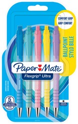 BALPEN PAPER MATE FLEXGRIP DRUKKNOP PASTEL SCHRIJFKLEUR ZWART