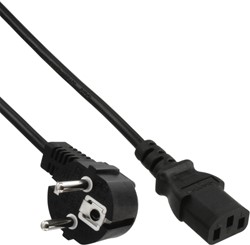 KABEL INLINE STROOM C13 RECHT - CEE7/7 HAAKS 1,8 METER ZWART