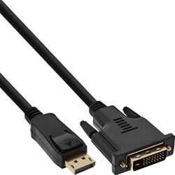 KABEL INLINE DISPLAYPORT DVI 24+1 M/M 2 METER ZWART