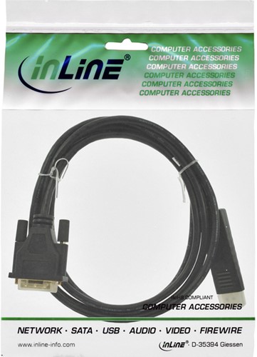 KABEL INLINE DISPLAYPORT DVI 24+1 M/M 2 METER ZWART-2